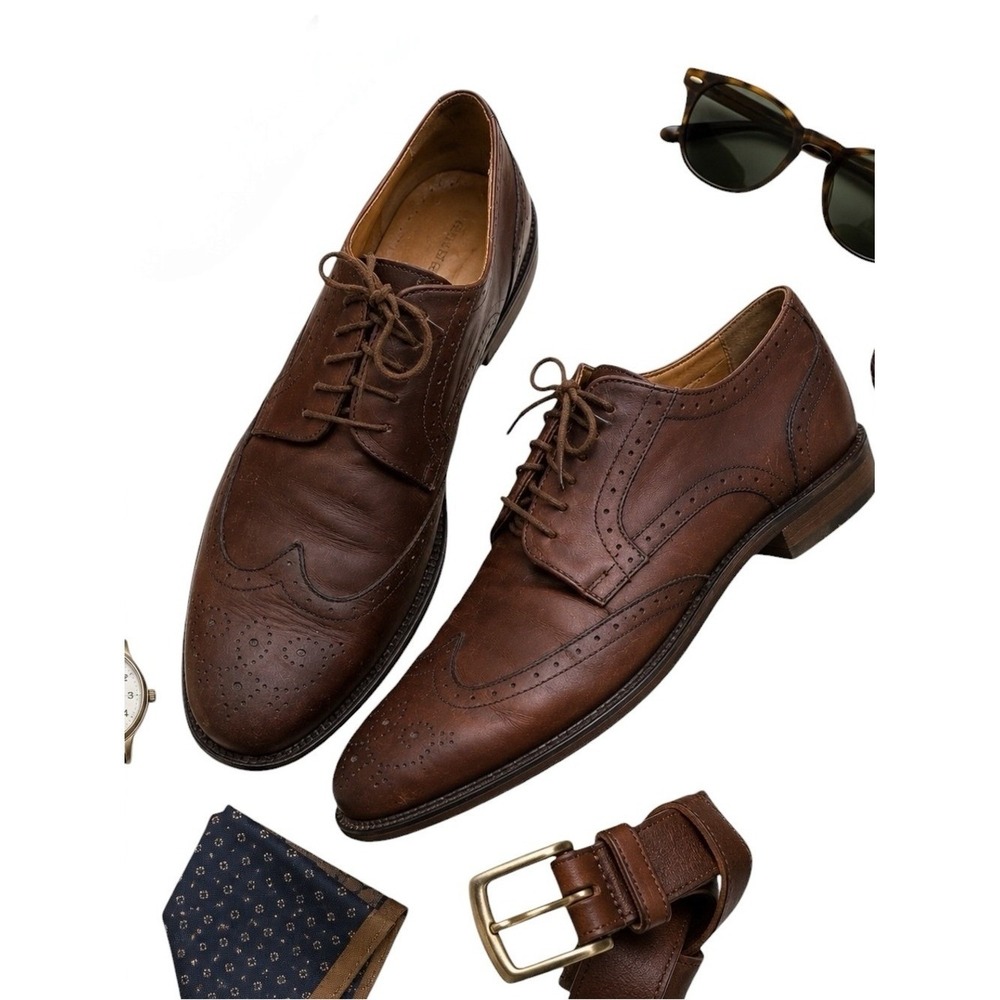 Mercanti Fiorentini Brown Leather Wingtip Brogue Oxford Dress Shoes Italy 11.5 M